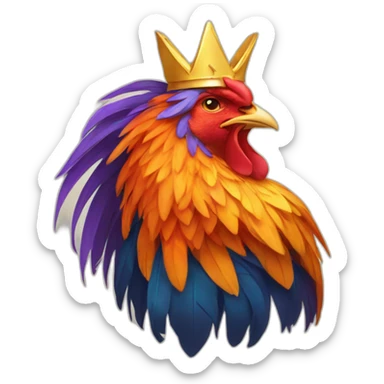 proud and howling phoenix rooster with a crown on its head sticker