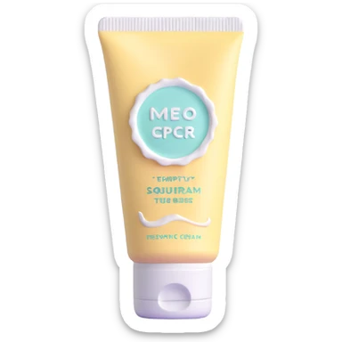 empty crumpled hand cream tube, pastel colors, very squished and wrinkled, cap on sticker