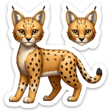 Cute cool bobcat-lynx-cheetah-caracal-leopard-hybrid-Fakemon full body with patterns and markings sticker