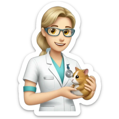 cat - vet treating a hamster sticker