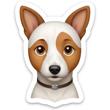 a fully white jack russell the size of a kelpie with light brown ears and a light brown patch on one eye sticker