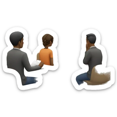 people sitting and watching someone give a powerpoint presentation sticker