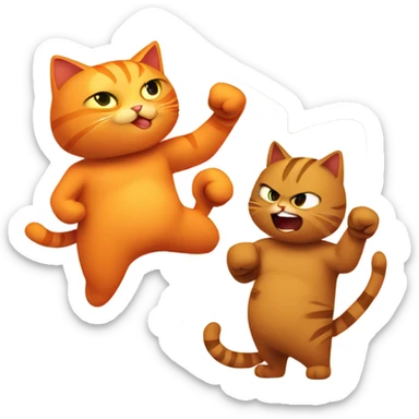Orange cat and brown cat in a boxing fight sticker
