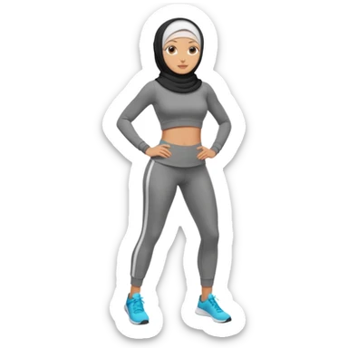 High resolution full body of a girl wearing a hijab and is a fitness trainer sticker