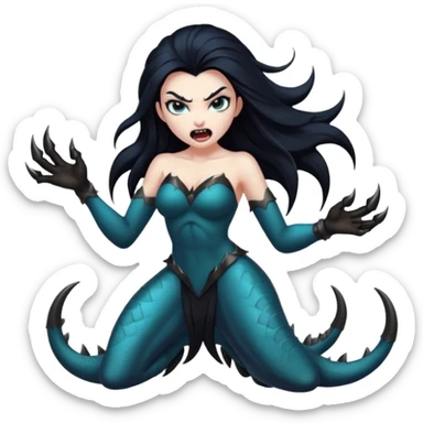 dark angry siren monster, full body sticker