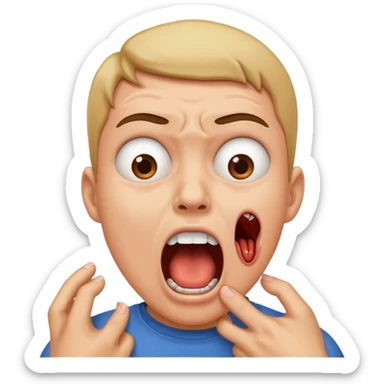 Jokingly choking myself and screaming  sticker