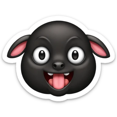 Oveja negra de cuerpo entero sacando la lengua en actitud de risas sticker