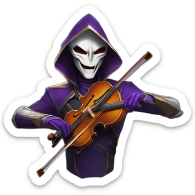 Jhin de league of legend qui joue du violon et qui porte son masque sur le visage (masque une haute qualité) sticker