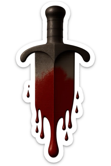 Render this exact sword in high resolution with no background. Keep all proportions, colors, blood, and details exactly as shown in the reference image. No changes to the sword. Transparent background. sticker