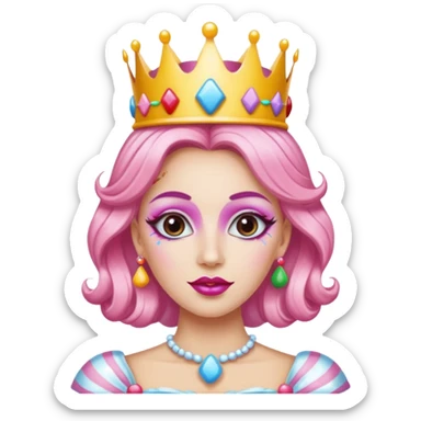 queen of the candyland, with candy makeup and just face sticker