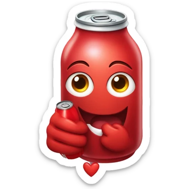 A red heart ❤️ with eyes, a mouth, and hands, looking tipsy and drunk, holding a bottle of drink in one hand, with a playful, wobbly expression sticker