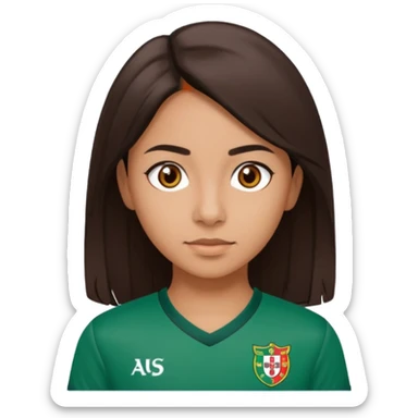 morena, cabelo liso, olhos castanho, nariz pequeno e blusa do sporting clube de portugal  sticker