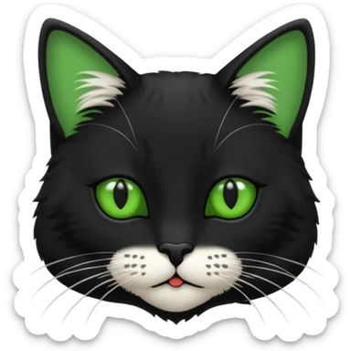 Chat noir et blanc avec des yeux verts sticker