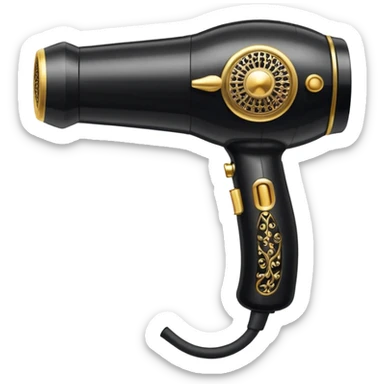 black blow dryer covered in jewelry sticker