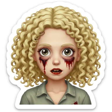 Um zumbi feminino com cabelo cacheado loiros sticker