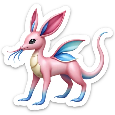 Colorful Shiny Exotic Cresselia-Sylveon-Milotic-Fakémon-hybrid-creature (full body)  sticker