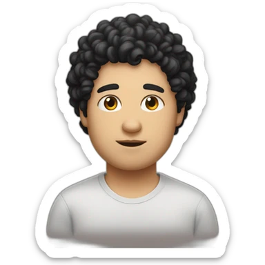 tech bro curly black hair chubby face sticker