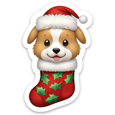 A dog inside a Christmas sock sticker