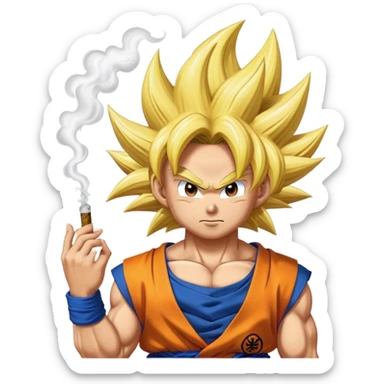 Super saiyan 3 goku smokin a hemp doobie sticker