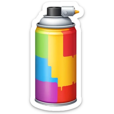 Minimalist multicolored spray paint can, clean simple design with a few distinct color blocks rather than swirls, modern and sleek sticker