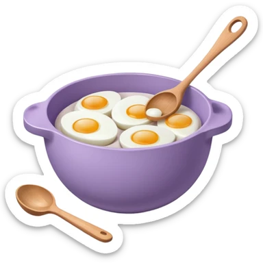 a lilac ceramic mixing bowl with a wooden spoon stirring and sitting next to it is a dozen eggs with the carton lid open sticker