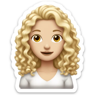white girl with really curly long blonde hair sticker