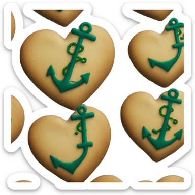 cookie heart with dark green anchor sticker