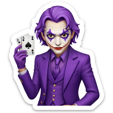 Glitter Purple and White Joker Gangster Card sticker