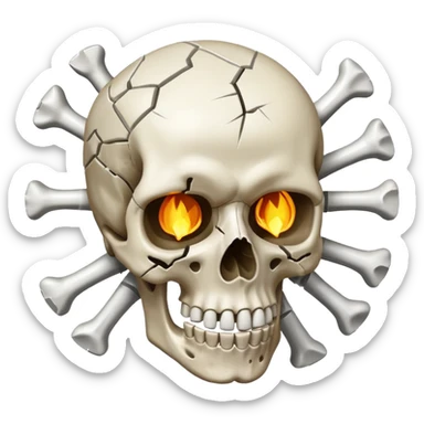 Skull who's upper side is exploded sticker