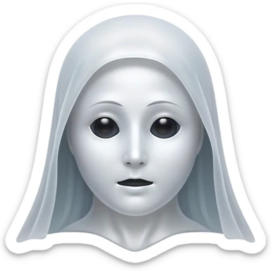 Cinematic Noble Ghost Portrait Emoji, Ethereal and dignified, with a flowing, translucent form in silvery-white hues, wispy and majestic, and a calm, otherworldly expression with deep, thoughtful eyes, simplified yet sophisticated features, highly detailed, glowing with a soft, spectral radiance, high shine, exuding regal mystery and quiet authority, with a soft glowing outline that captures the essence of a ghostly guardian drifting from another realm! sticker