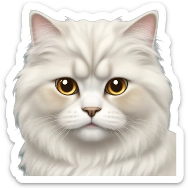 A fluffy white Persian cat with brown eyes and very light pastel brown ears with a light pastel brown arc on her head sticker