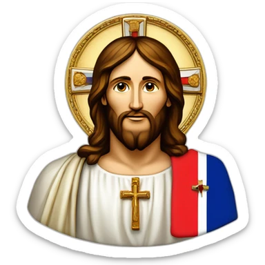 french flag with icon christ pantocrator sticker