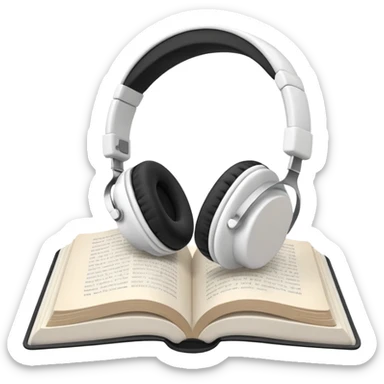 White headphones with a white open book sticker