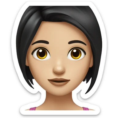 A girl with fair skin and medium length black hair with hazel green eyes sticker