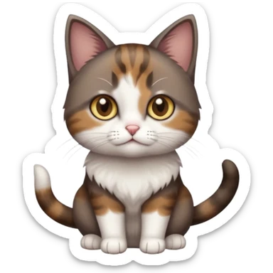 full body small short hair dark brown and white cat with hazel eyes sticker