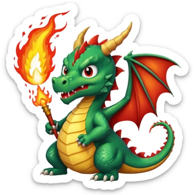 The big, angry dragon is breathing fire. sticker
