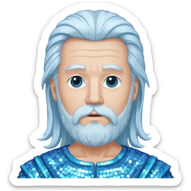 Uranus, The Father Sky with long white hair and beard, pale blue sequin outfit sticker