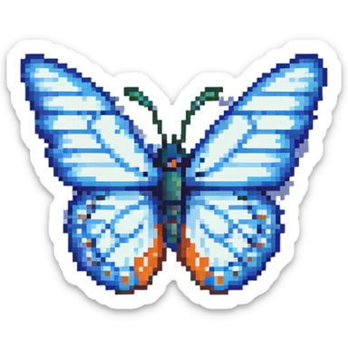 Blue butterfly with pixelated wings sticker