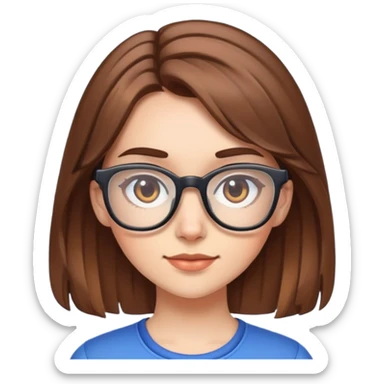 Brown haired gamer girl with classes  sticker