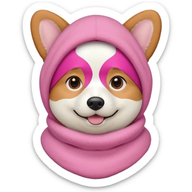 Corgie in Pink balaklava sticker