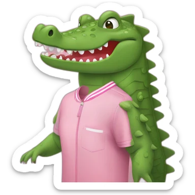 Crocodile with pink Lacoste tshirt sticker