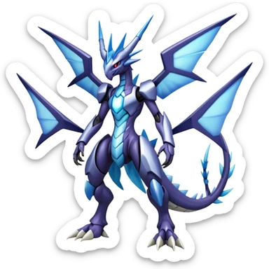  Cool Edgy Shiny Godly Ethereal Digimon-Genesect-Dialga-hybrid full body sticker