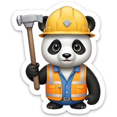 Panda getting hammered sticker