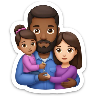 Black man with facial hair hold small pretty brunette woman sticker