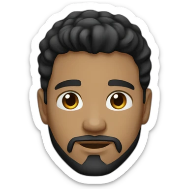 Man of 20 years old, fair skin, mid-length wavy black hair, goatee beard, dark brown eyes, black t-shirt. sticker