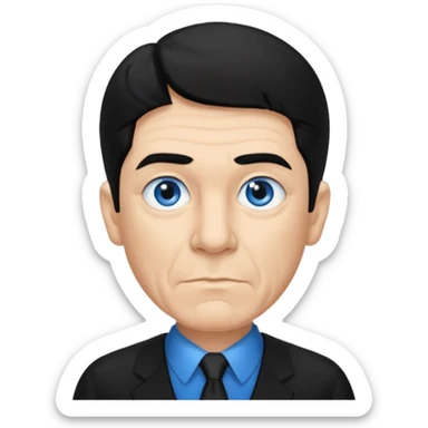 Shemp Howard from the Three Stooges with blue eyes, black hair, black outfit sticker