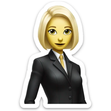 a blonde reptilian alien woman as men in black, full body sticker