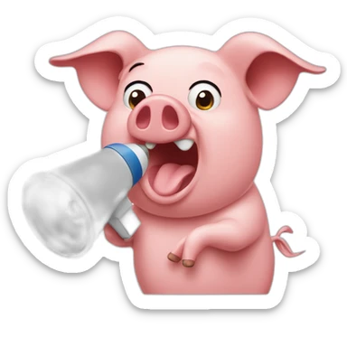 face of a pig talking into megaphone sticker