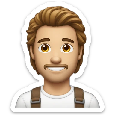 braunhaariger mann mit langen braunen haaren sticker