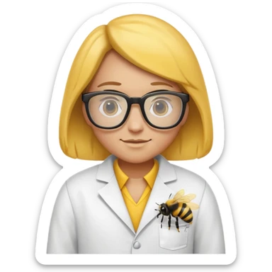 a bumblebee with a scientist costume sticker